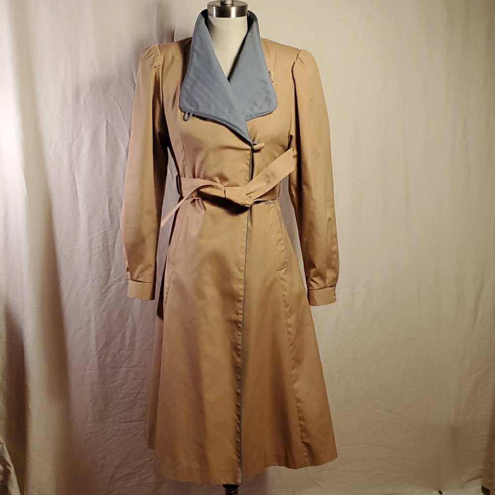 Vintage Khaki and Dusty Blue Trenchcoat - Picture 1 of 10